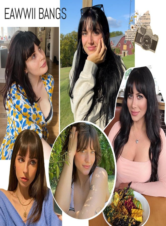 Eawwii Natural Black Clip-in Bangs, French Bangs 2 Secure Clips, Temples Hairpieces for Authentic-looking Bangs, 100% Human Hair Extensions for Bangs - Image 5